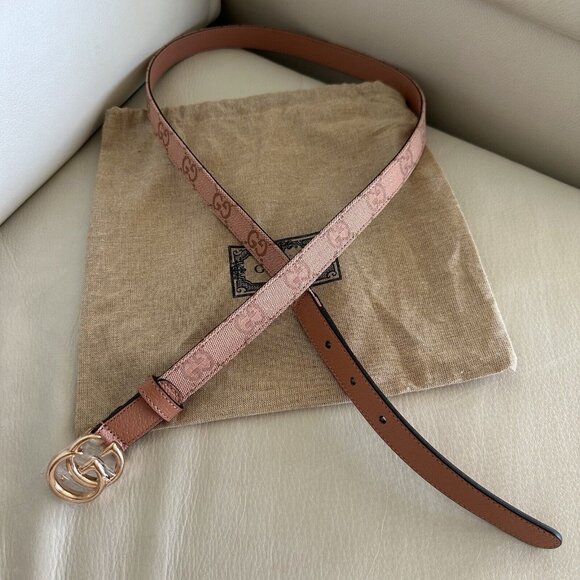 NEW GUCCI PINK BELT CANVAS GG Sz 100 Cm 40 In - Picture 5 of 7